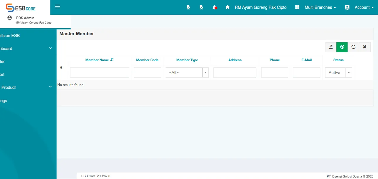 Database Member CRM ERP ESB