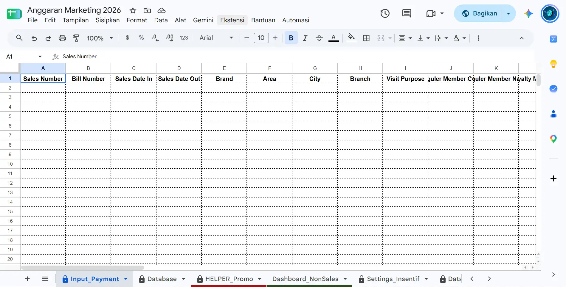 Lembar Staging Input Payment