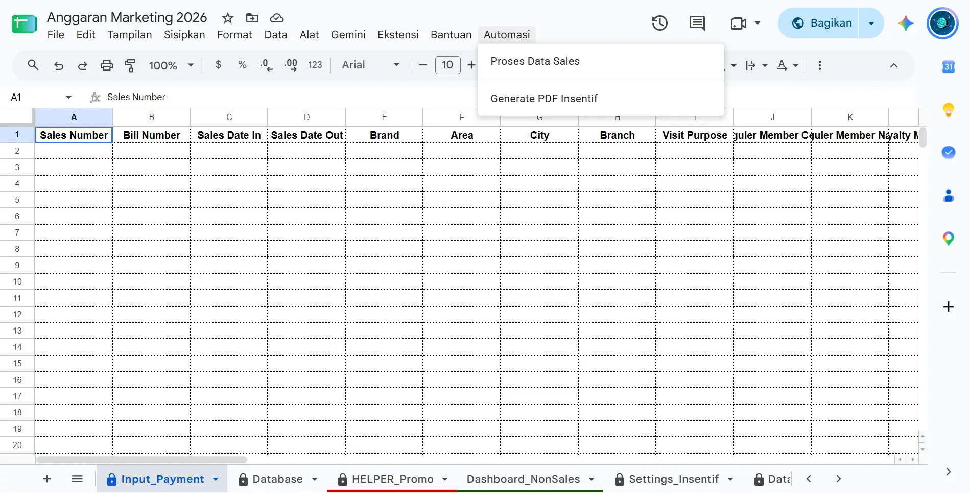 Menu Automasi Generate PDF Insentif