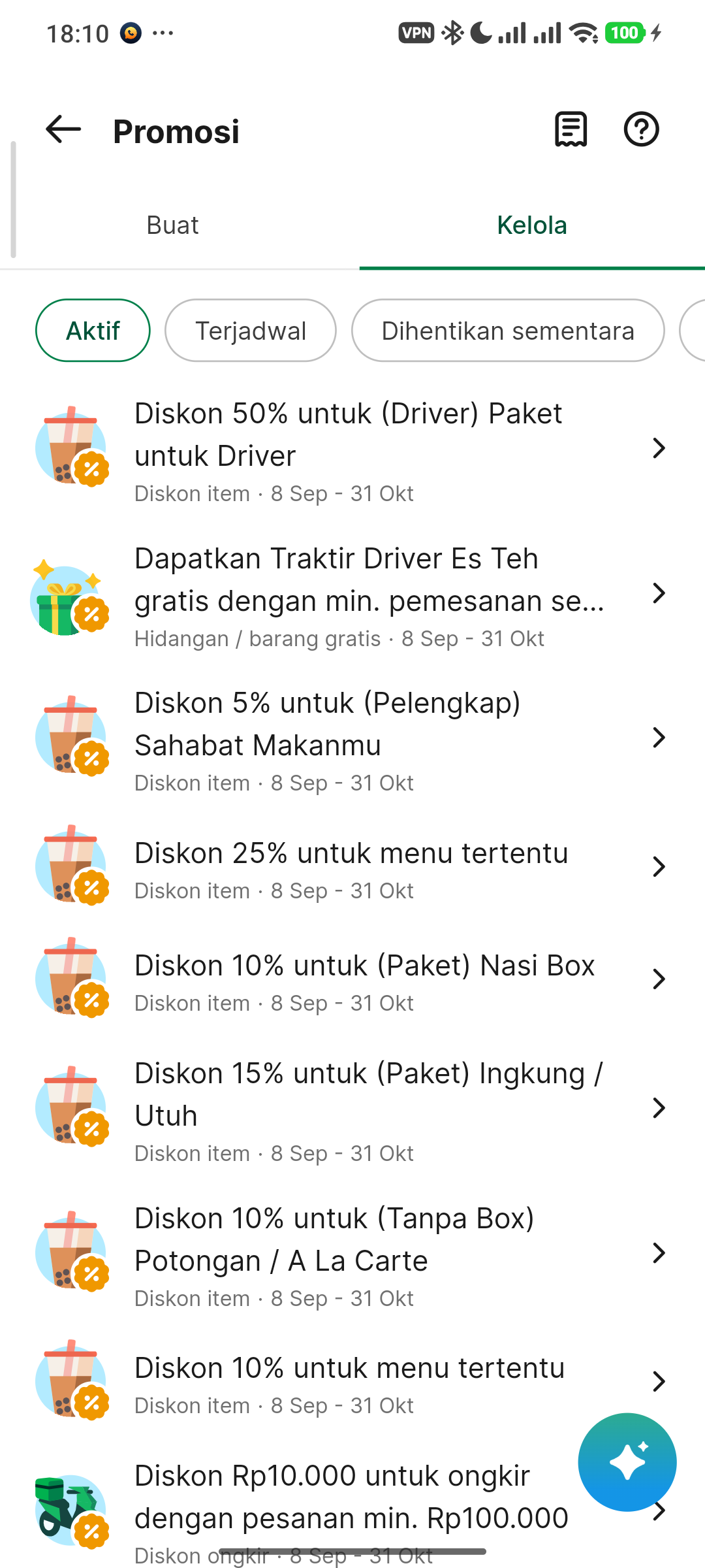 Status Promosi Aktif GrabMerchant