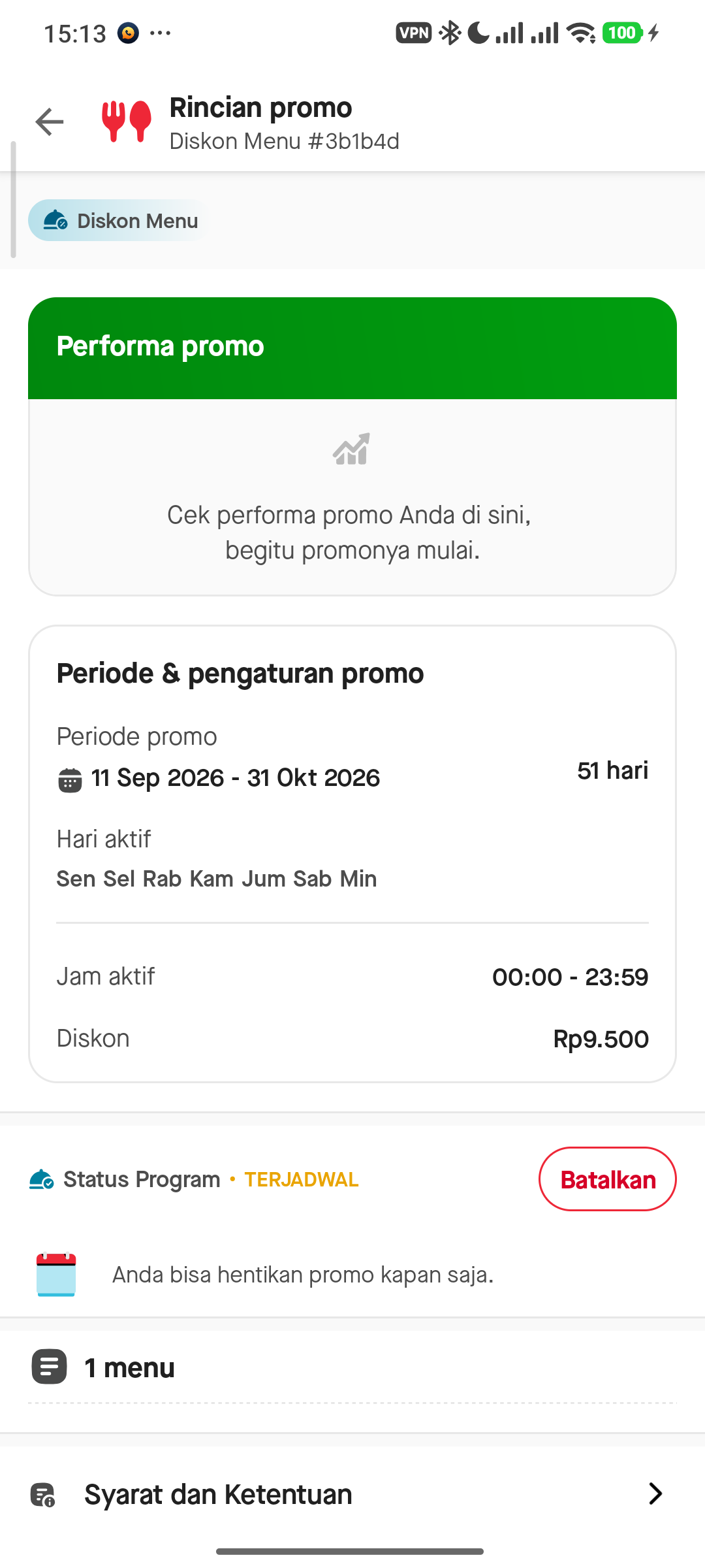 Menu Target Rincian