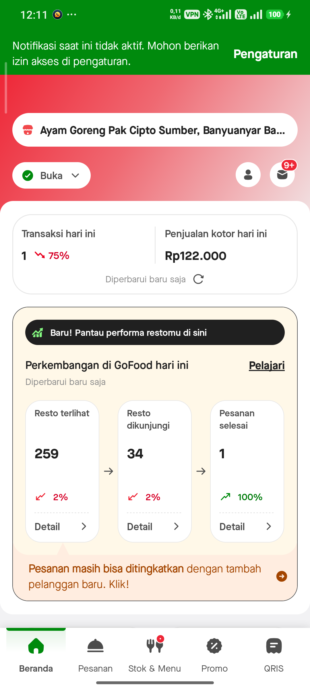 Beranda Live GoBiz Resto