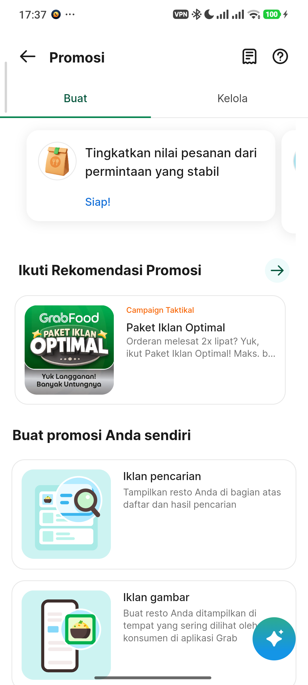 GrabAds Pencarian dan Peringatan Paket Iklan Optimal