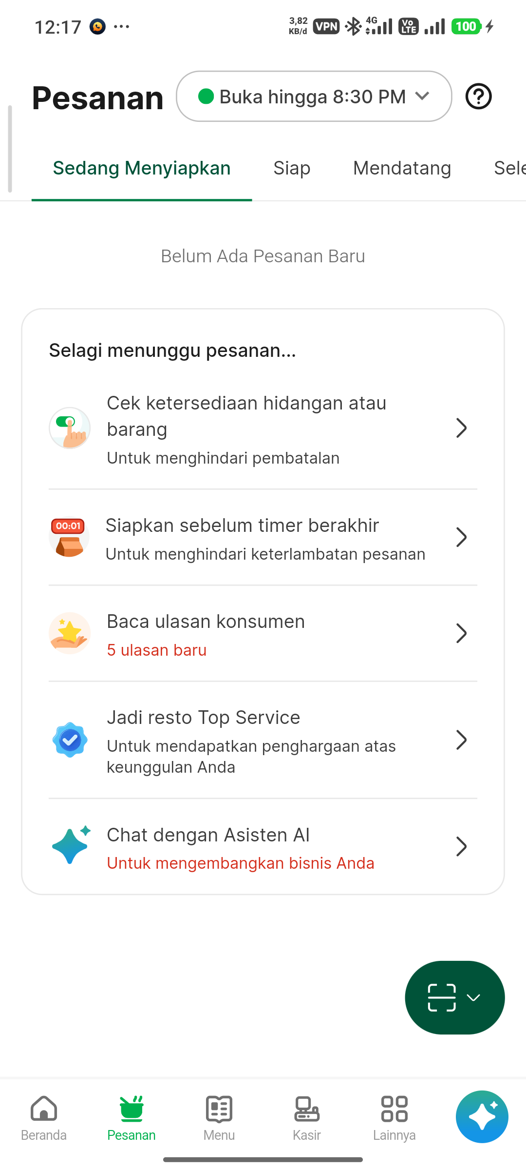 Manajemen Pesanan Masuk GrabFood