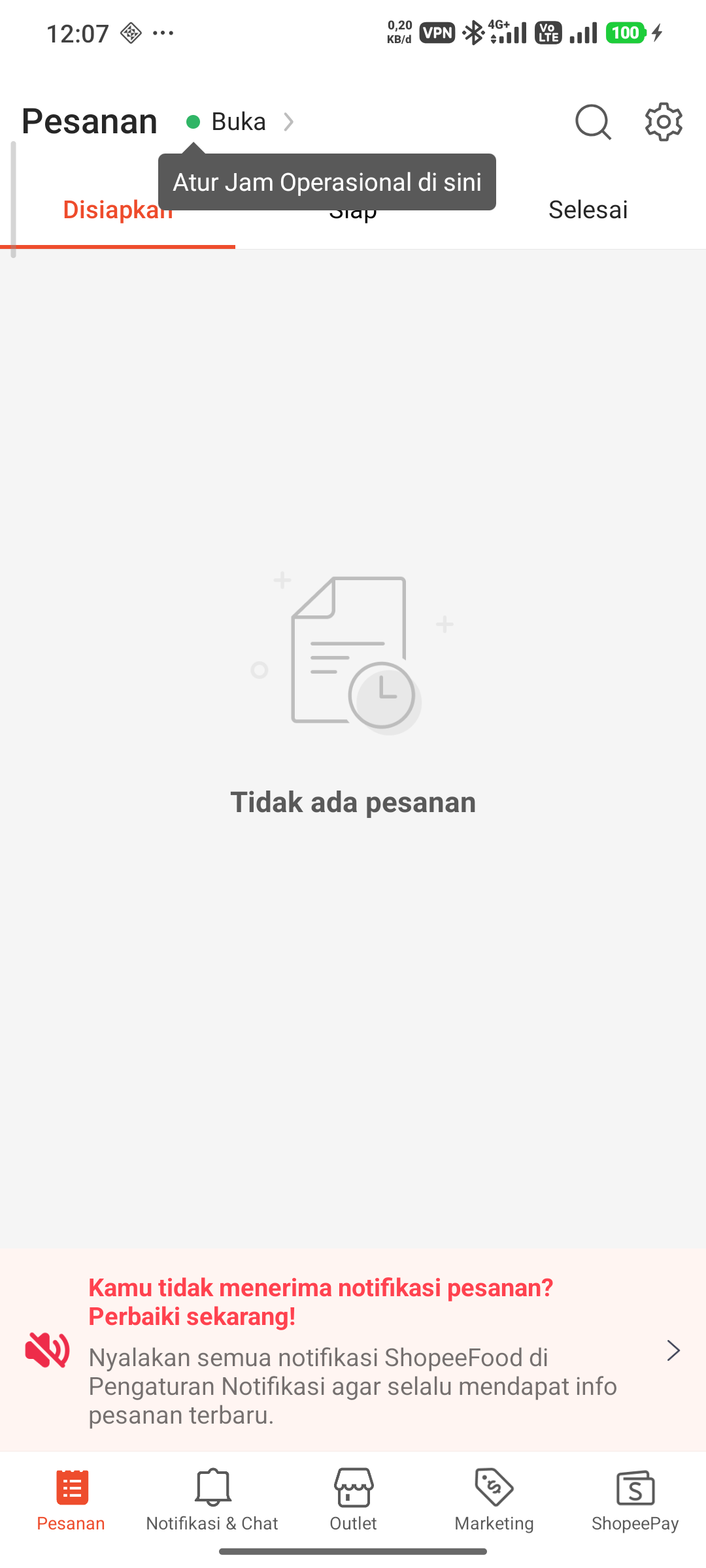 Pesanan Masuk ShopeeFood