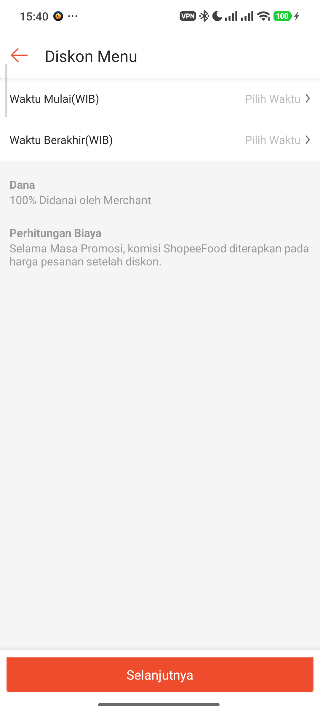 Masuk ke Diskon Menu