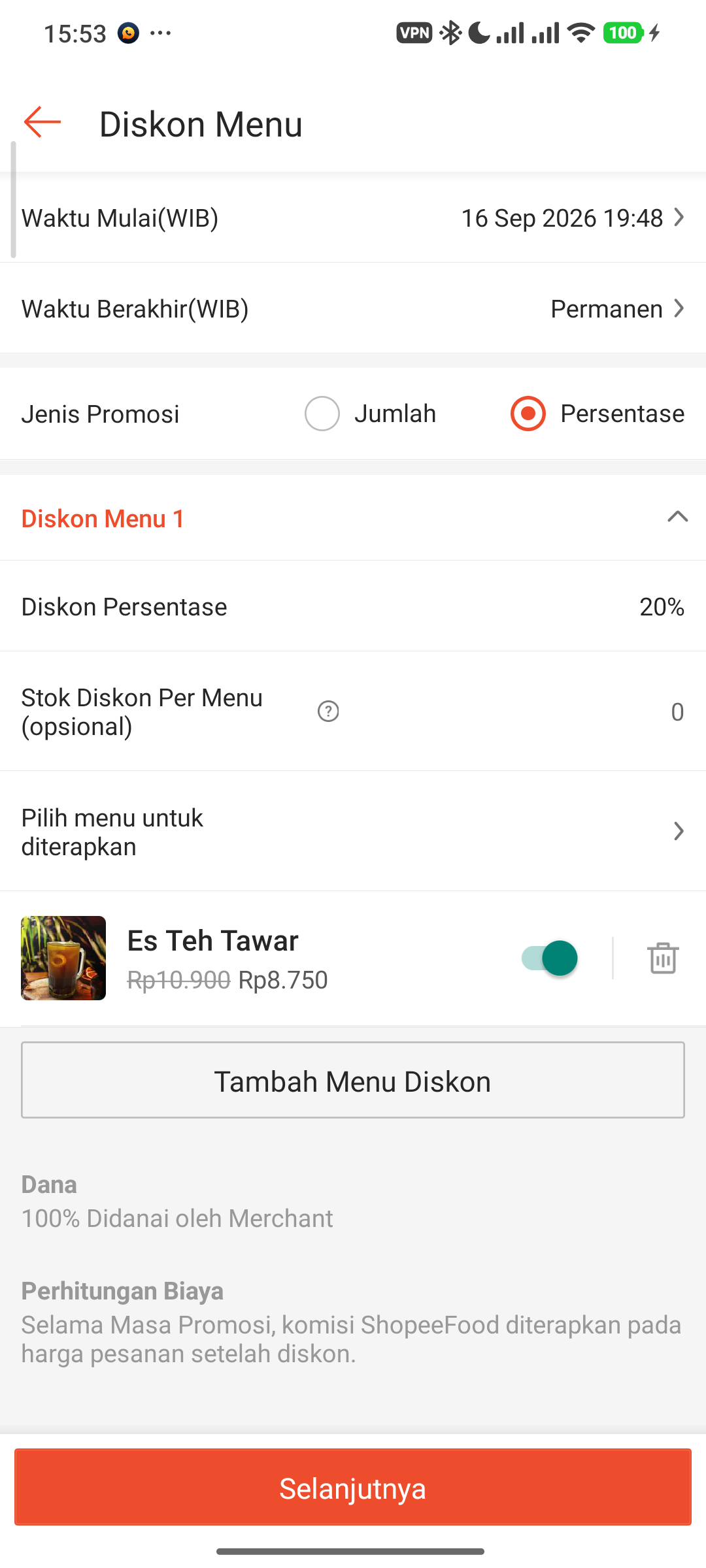 Simulasi Diskon Menu
