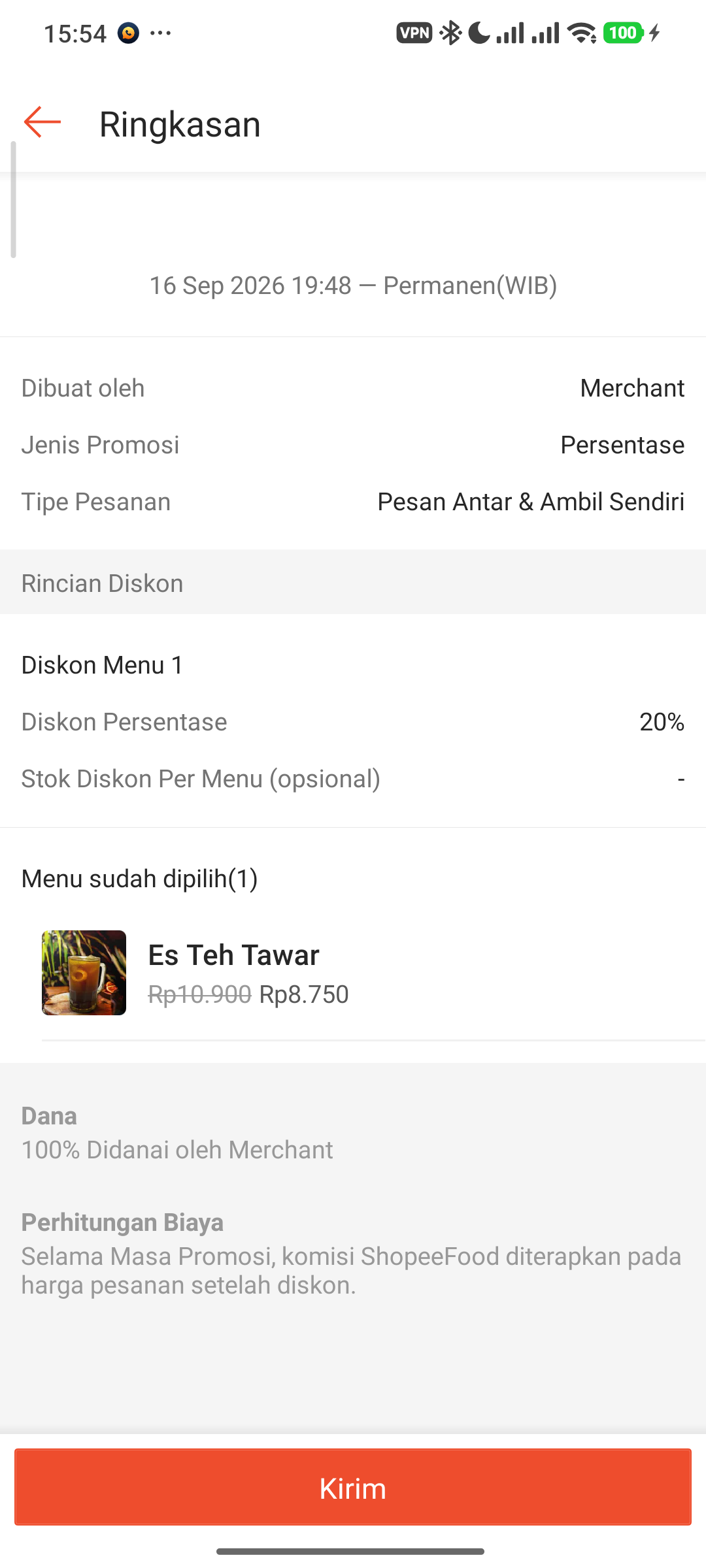 Ringkasan dan Kirim Promo