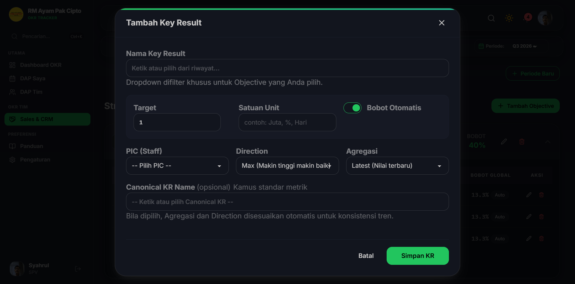 Modal Tambah Key Result